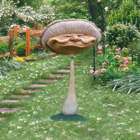 Грибная фигурка, юмористическая, устойчивая к трещинам, устойчивая к вмятинам, прекрасная компактная нежная садовая статуя, садовый декор