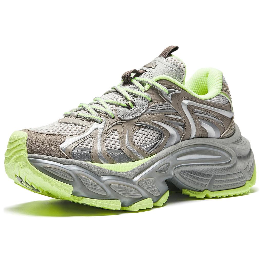 Anta Slip Resistant Abrasion Resistant Low top Chunky Sneakers Women's Gray Brown Green Sneakers 922518891-3