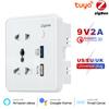 Настенная умная розетка Tuya Zigbee для США, ЕС, Великобритании, вилка из закаленного стекла, зарядное устройство 3,0, USB-зарядка, приложение для синхронизации времени, электрическое для Google Home Alexa