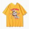 Мужская футболка с коротким рукавом для лета, коллаборация LABUBU, аксессуары для куклы Лабубу, свободная и универсальная одежда, с рукавом до локтя