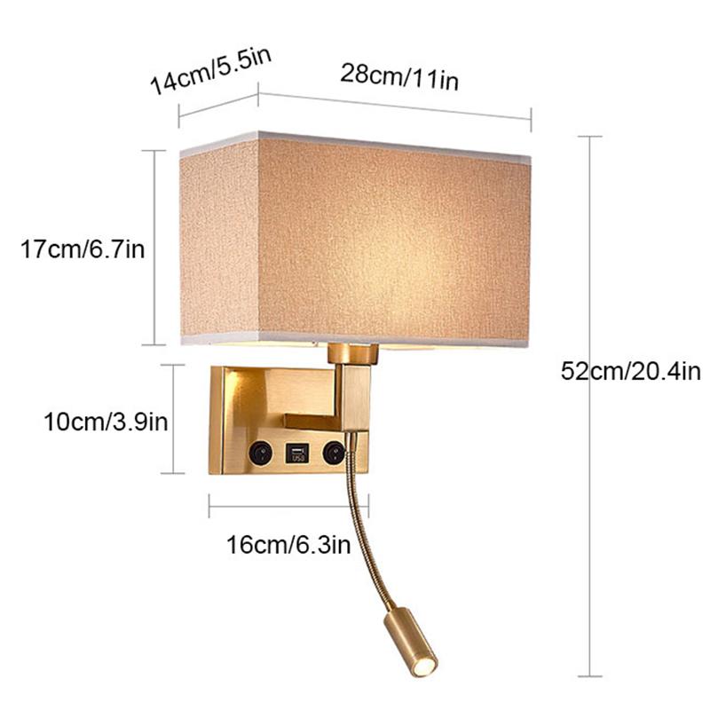 3104 5 Вт прикроватный настенный светильник для коридора со светодиодным светильником на гибкой ножке и портом USB - черный / коричневый плафон / белый свет