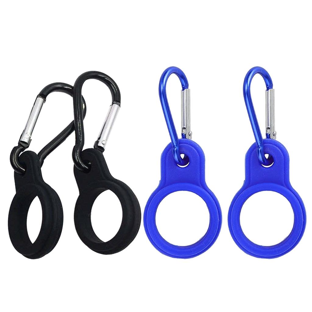 4 Pcs Silicone Water Bottle Buckle with Carabiner Belt Clip Secure Bottle Hanging Strap Sports Bottle Hanger Holder