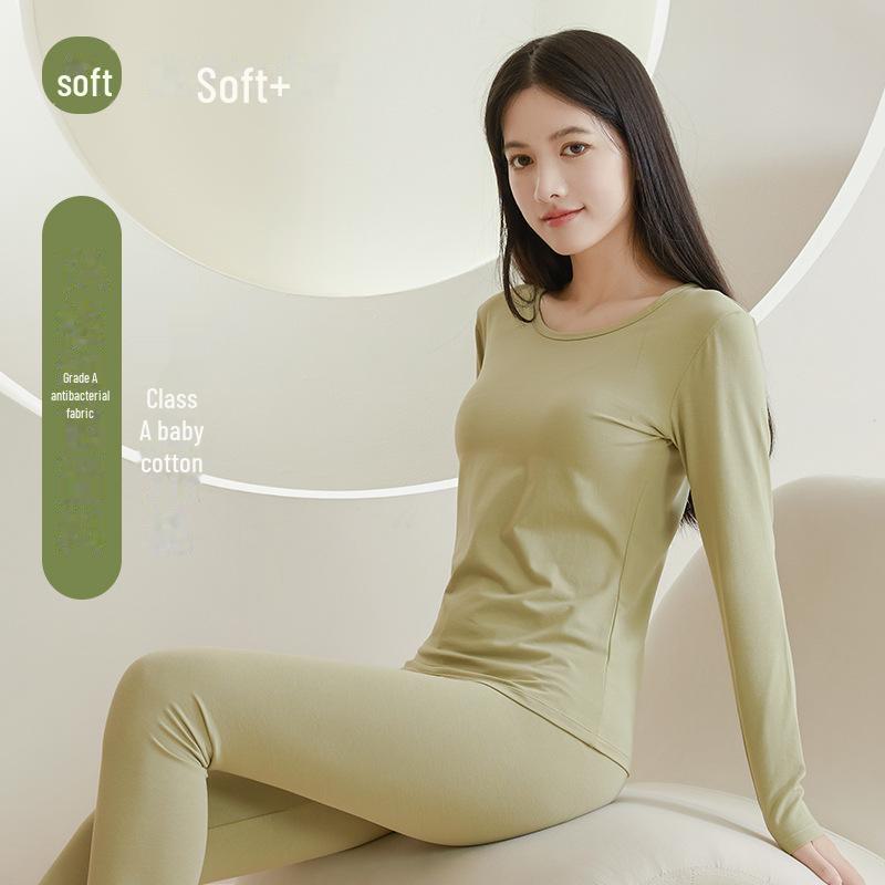 Женский комплект термобелья из чистого хлопка с антибактериальным эффектом 7А класса на осень