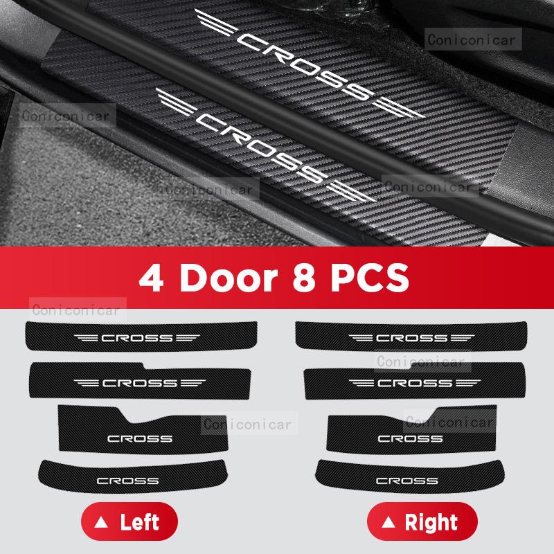 Car Carbon Fiber Door Sill Sticker For TOYOTA COROLLA CROSS Hybrid 2022-2024 Threshold Pedal Anti-scratch Decoration Accessories