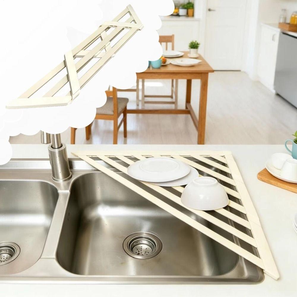 Roll Up Kitchen Sink Organizer Rustproof Dish Drying Rack Foldable Drain Rack Sink Corner