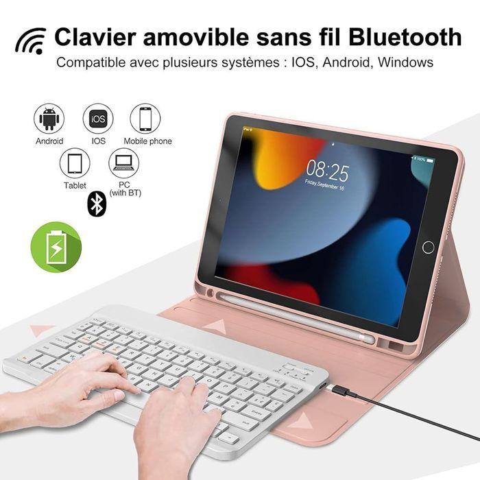 Coque Clavier pour iPad Air 11" (M3/M2) / iPad Air 4/5 10,9" - Rose avec Clavier Bluetooth + Souris + Stylet