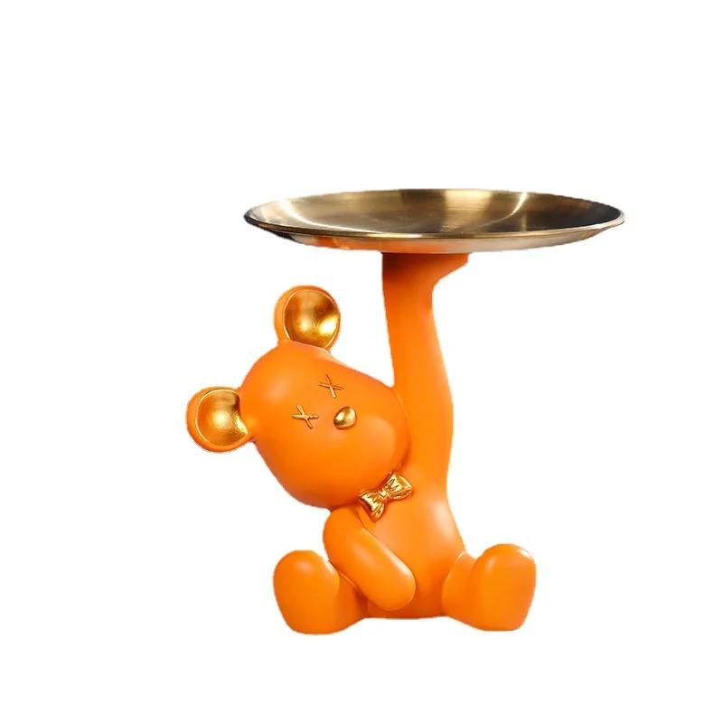 Home Decoration Porch Key Storage Tray Decoration Living Room Office Desktop Light Luxury Home Hani Cute Bear Tray