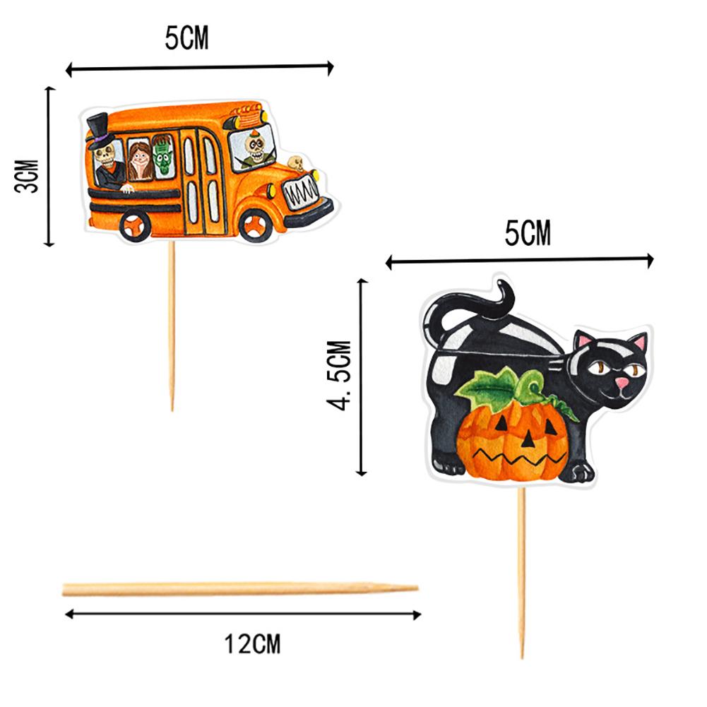 Halloween Cake Topper 16pcs Spooky Ghost Pumpkin Cupcake Decor Dessert Picks Eco-Friendly Festive Baking Supplies Halloween