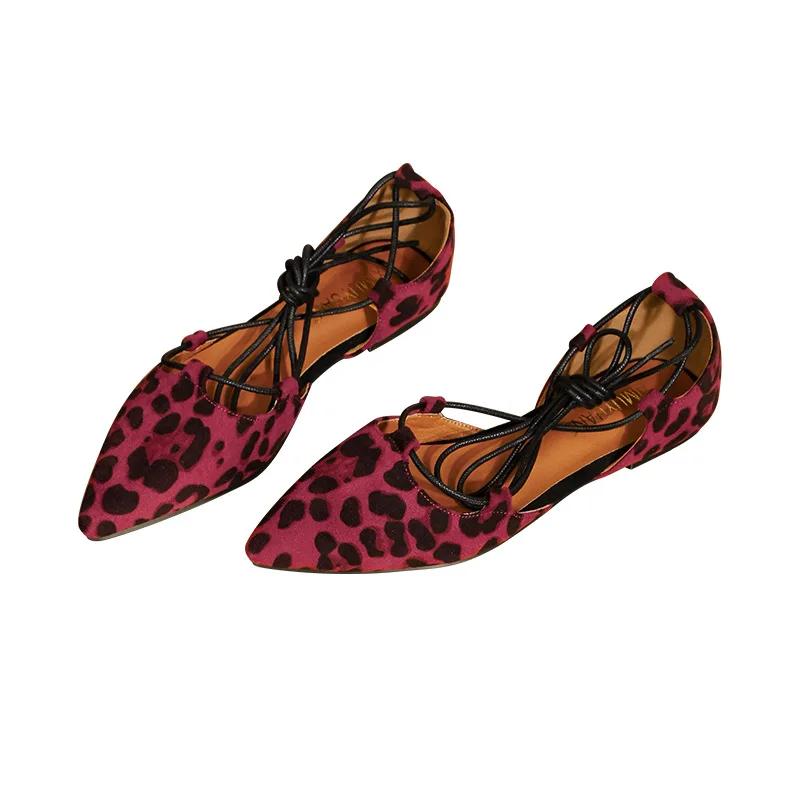 Модная сексуальная гладиаторская летняя обувь с перекрестной шнуровкой, женские балетки с вырезом и острым носком на плоской подошве, на шнуровке, в римском стиле, большой размер 43