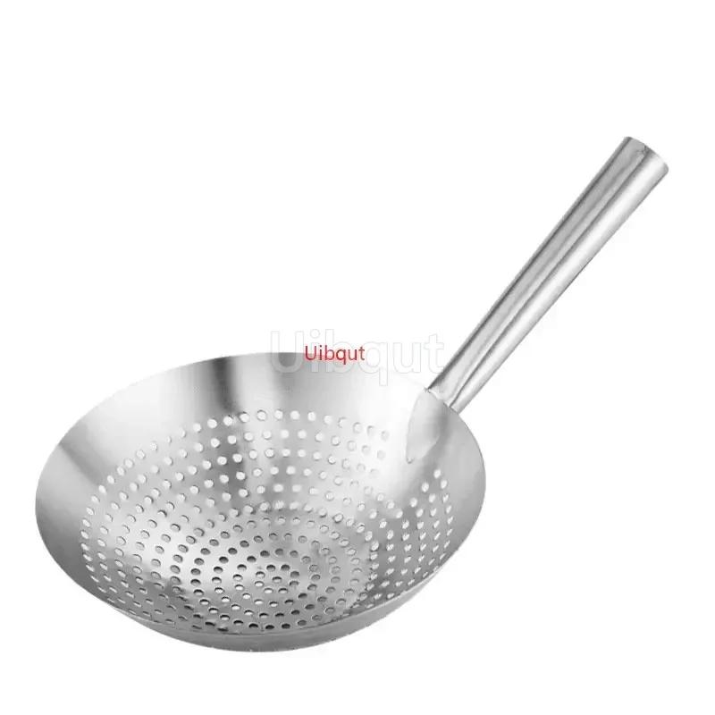 Large Big Thick Stainless Steel Mesh Strainer Colander Wok Wooden Handle Cookware Oil Flour Sifter Colander Kitchen Cooking Wok