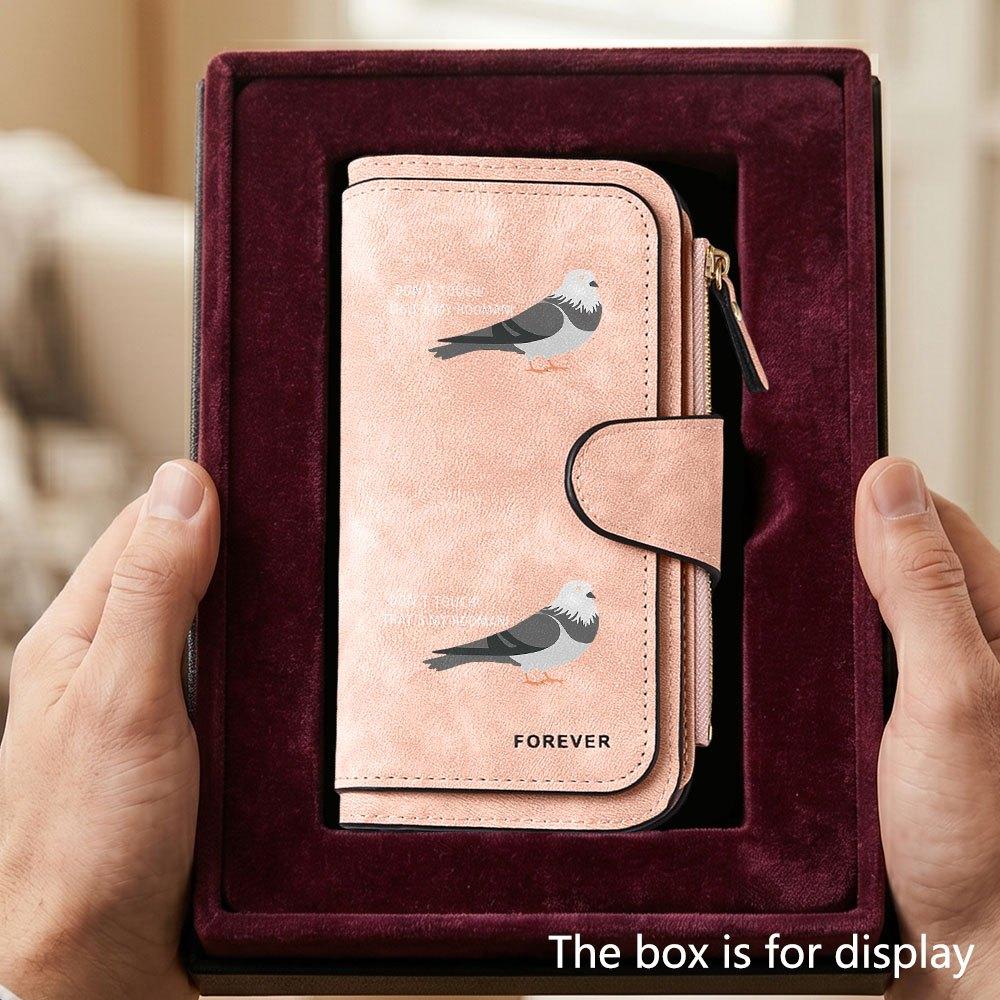 Pigeon pattern men's large-capacity wallet with business card slot and cash pocket, suitable for formal occasions and office use, a gift for