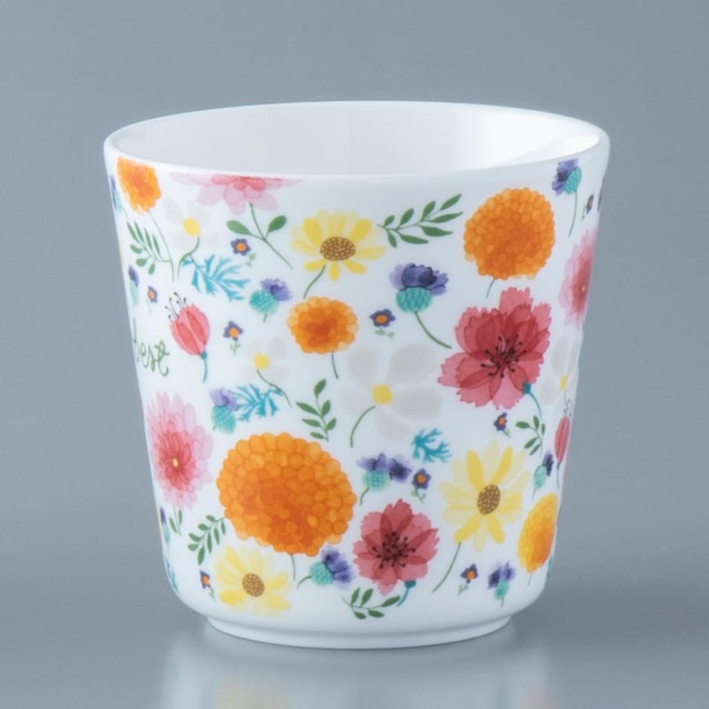 NARUMI Anna Emilia the Colorful Floral Nordic Dishwasher Gift "All Best" Mug, 340cc, Orange, Print, Gorgeous, Cute, Design, Large, Gift,