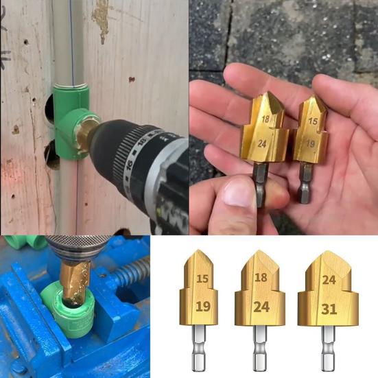 1/3Pcs Heavy-Duty Pipe Reaming Drill Bits Rustproof Corrosion Resistant Easy Installation Versatile Compatibility Reamer