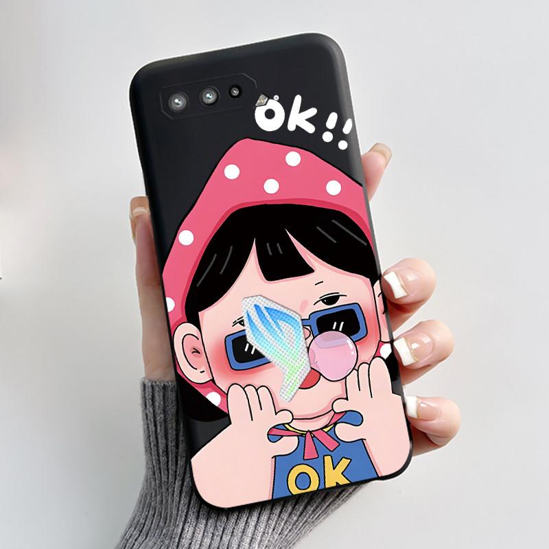 Чехол для Asus ROG Phone 5 5s ZS673KS I005DA I005DB ZS676KS Чехол Эстетичный Модный Милый Кот Мягкий Силикон Черный ТПУ Задняя Крышка