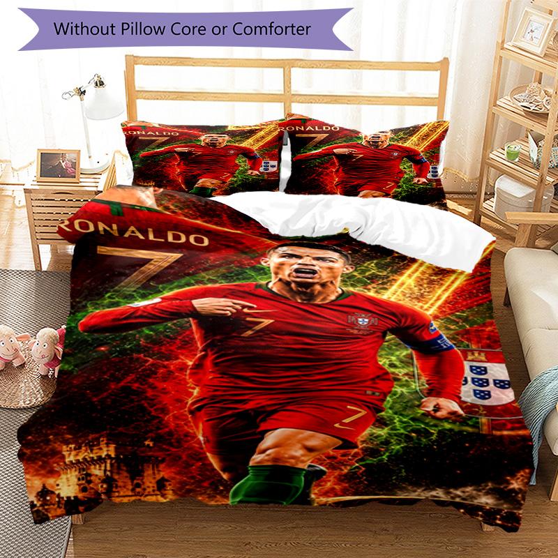Ronaldo's Portugal Jersey Bedding Set, Breathable Duvet Cover with Pillowcases, Soft Bed Linen for Bedroom Home Decoration, Perfect Festival Birthday 
