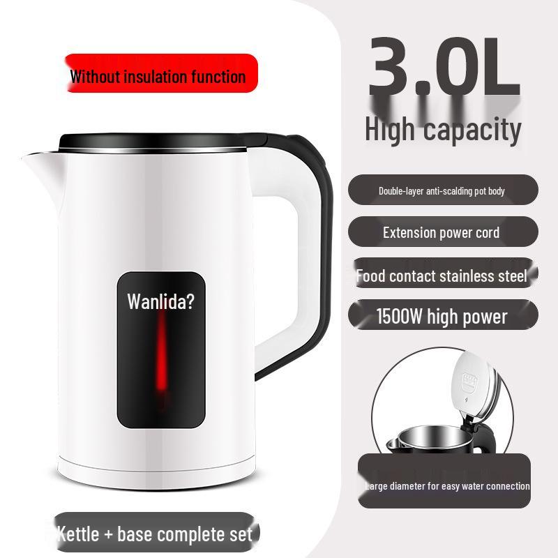 3 л Большой Электрический Чайник: Автоизоляция, Идеально для общежитий, Прочный для домашнего использования.