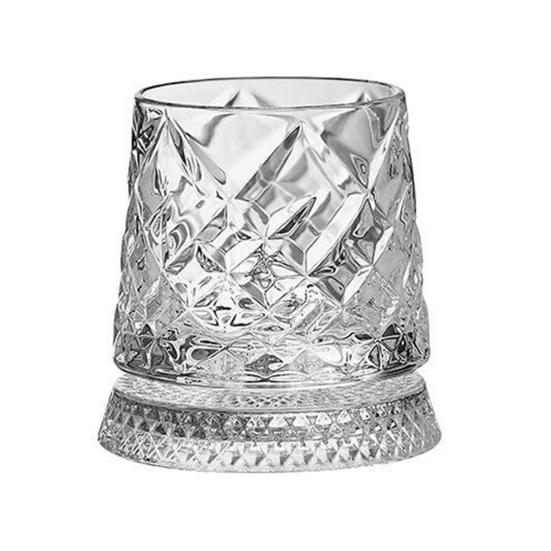 Бокал для виски 280 мл, вращающийся на 360 градусов, с изысканным тисненым узором, устойчивым отсоединяемым основанием, питьевой стакан, посуда для напитков