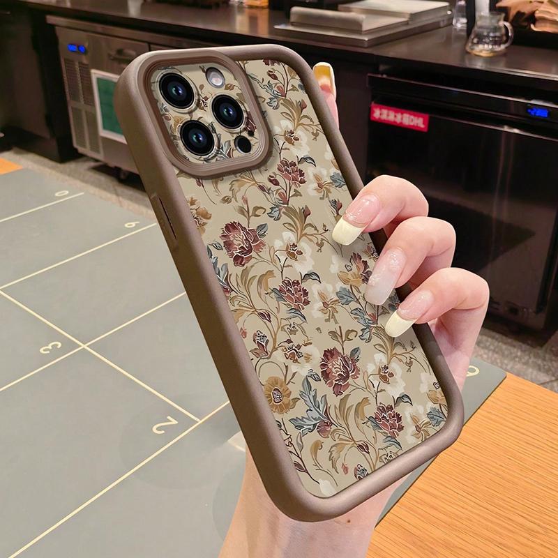 Винтажный цветочный чехол для телефона iPhone 17 Чехлы iPhone 16 16e 15 14 13 12 11 Pro Max XS XR 7 8 Plus Ударопрочный мягкий чехол