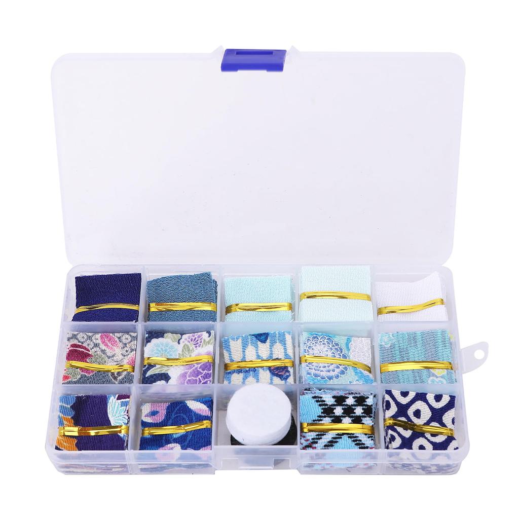 Aupuru Tsumami Zaiku Chirimen Felt Fabric with 14 Solid 10 Pieces Each Flower Fabric, Pre-Cut Fabric, Washers, Scraps, Colors, Colors, Patterns, (Blue