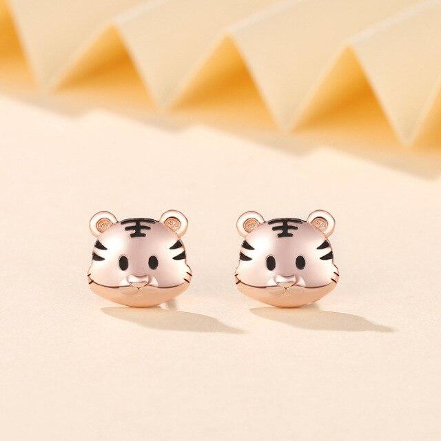 Chinese Style Original New Year Of The Tiger Zodiac Earrings Female S925 Sterling Silver Niche Design Red Agate Women Earrings