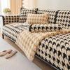 2023 Winter Houndstooth Plush Sofa Cushion Cover – Thick, Non-slip, Universal Pastoral Style