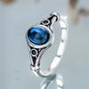 Винтажные овальные голубые камни кольца для женщин старинное серебро цвет вечеринка помолвка свадьба кольцо ювелирные изделия