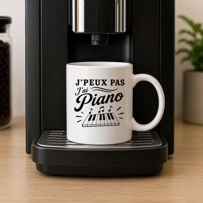 Mug - PLANETEE - J’peux pas j’ai Piano - Céramique 330 ml - Recto-verso - Compatible lave-vaisselle