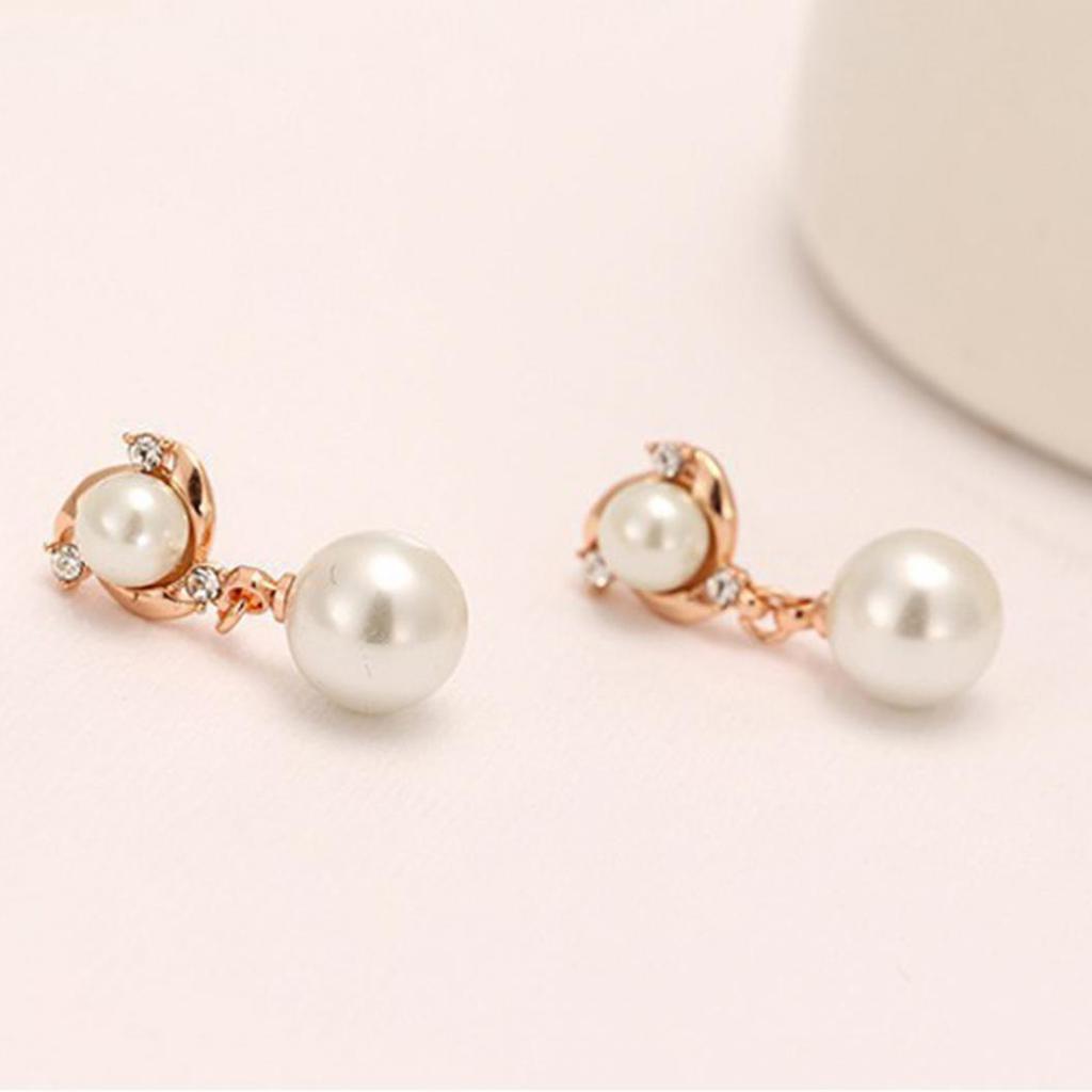 Элегантные серьги-гвоздики Princess Shiny Rhinestone с круглым искусственным жемчугом AVE