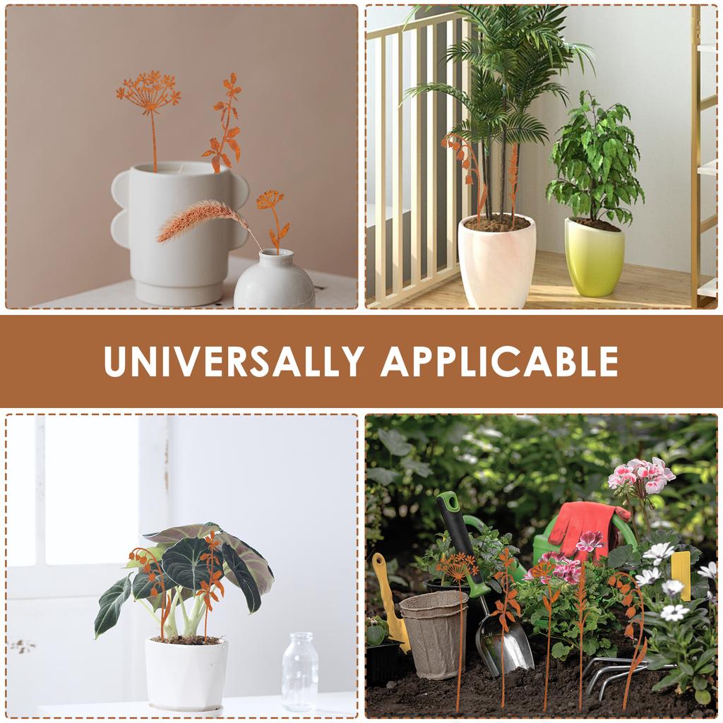 5Pcs Simulated Plants Metal Garden Stake Lawn Ornament Statues Vintage Iron Art Crafts Courtyard Garden Lawn Stake Decorations