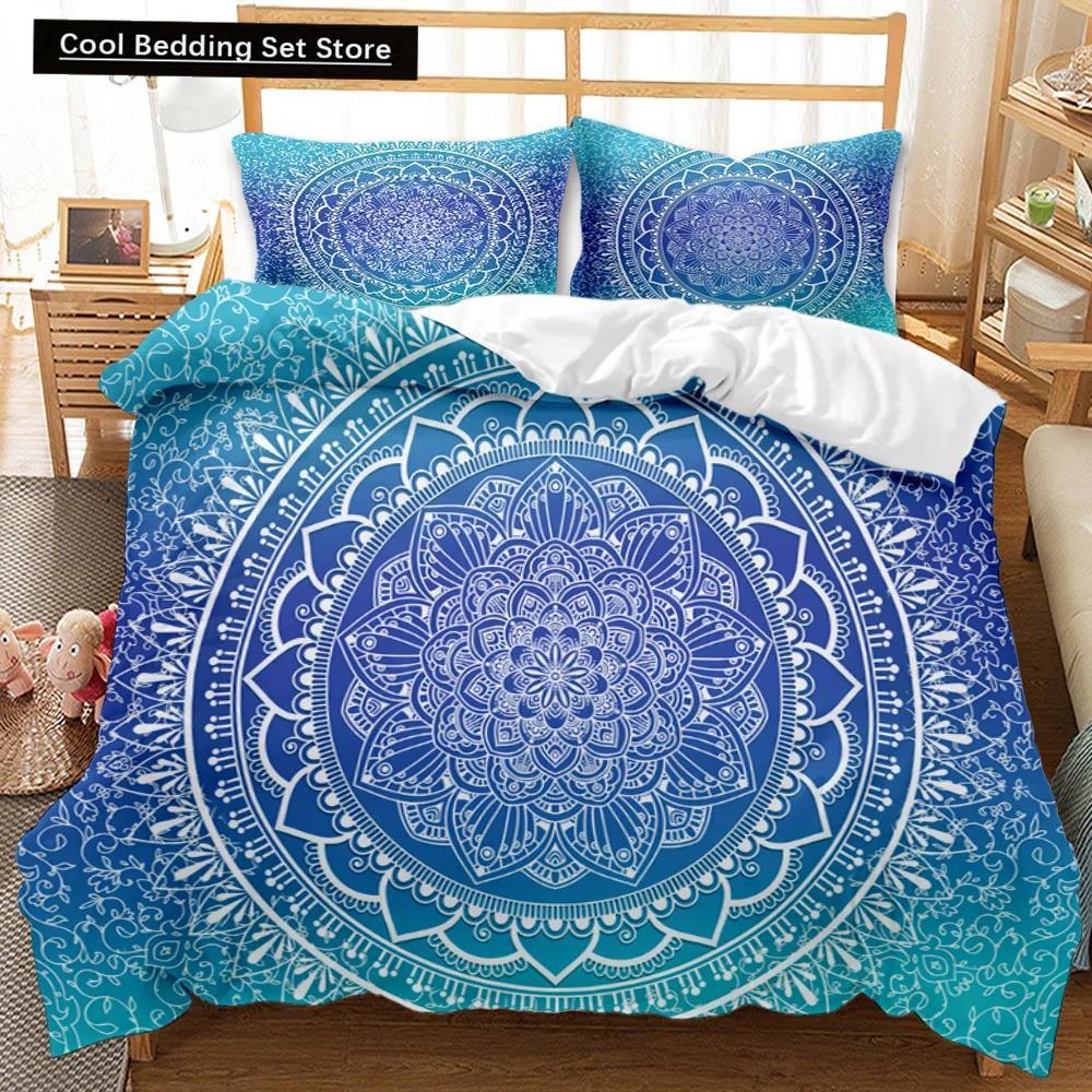 Comforter Bohemian Mandala Queen Size Tie Dye Spiral Hippie Boho Bedding Set Exotic Floral Polyester Qulit