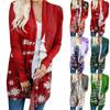 Женский кардиган с рождественским принтом и длинными рукавами спереди, легкая куртка с принтом