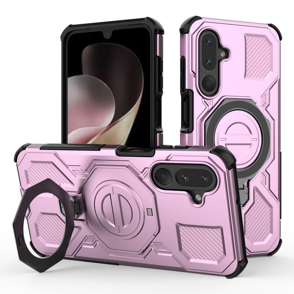 Для Samsung Galaxy M36 5G Магнитный чехол Вращающаяся металлическая подставка Противоударная задняя крышка для телефона из ПК+ТПУ