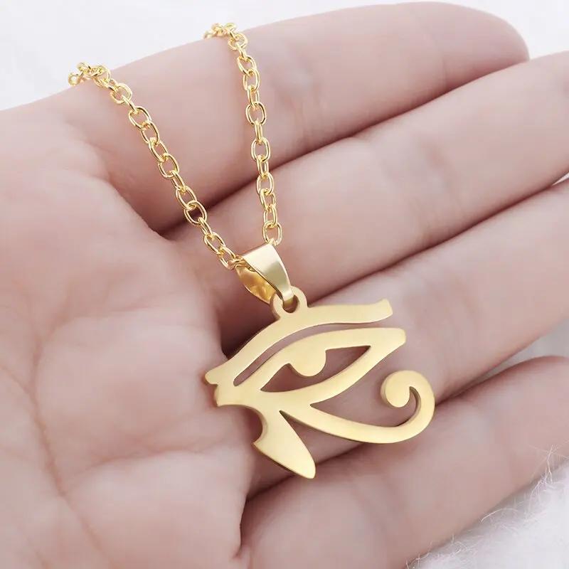 Rotating Eye of Horus Necklace for Men Retro Egyptian Amulet Pendant