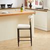 2-Pack Counter Height Bar Stools, Upholstered French Country Kitchen, Ergonomic Curved Backrest, Black & Coffee Contrast Frame, Cream Fabric Cushion