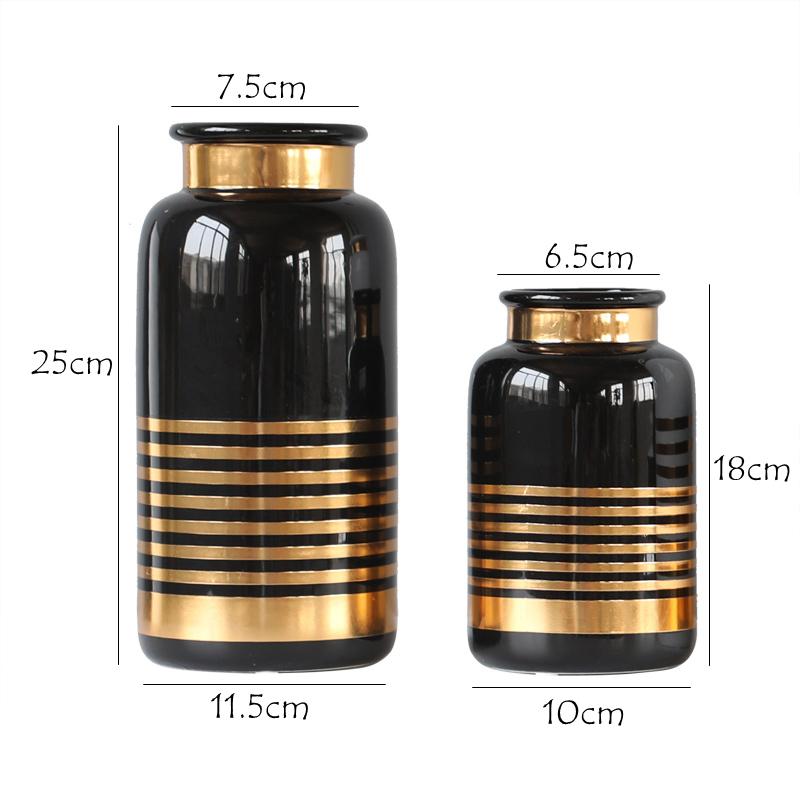 1 шт. Черно-белая керамическая ваза с золотым дизайном, ваза для цветов, контейнер для посадки воды, декоративная настольная ваза для дома