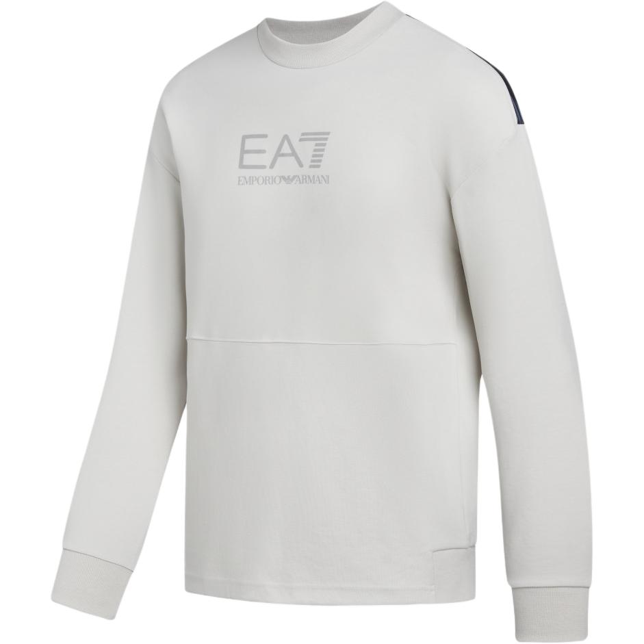 Emporio Armani EA7 Осень/Зима 24 Свитшот мужской с круглым вырезом, длинным рукавом, принтом из букв, цифр и логотипа, повседневный, серый 6DPM23-PJUWZ-1909