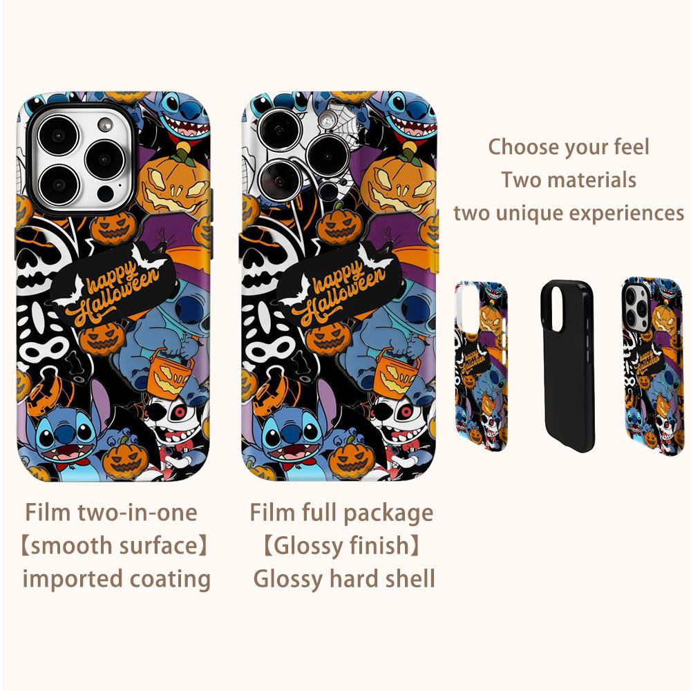 Чехол для телефона Stitch на Хэллоуин для IPhone 16 15 14 13 12 11 X XS XR XSMAX 7 8 Pro Max Plus Двухслойная задняя крышка