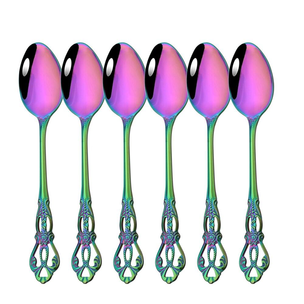 Royal Cutlery Silver Stainless Steel Sets Vintage Spoons Colorful Dinnerware Forks Kitchen Tableware Dinner Western Silverware