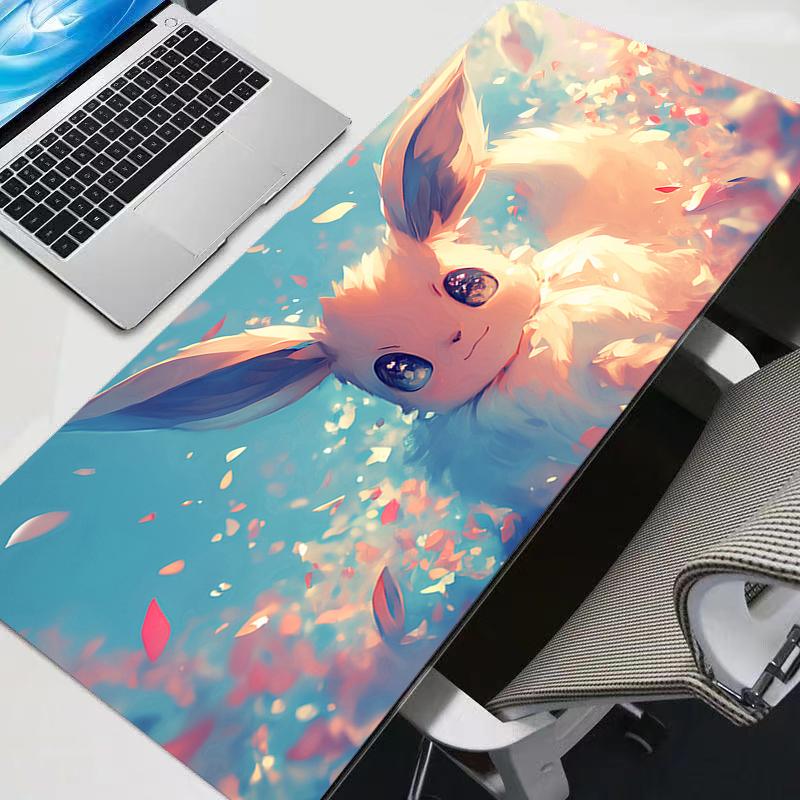 Large Gaming Mouse Pad Anime PC Computer Pokemon Pikachu Eevee Gamer Desk Mat For CS GO LOL XXL Laptop Kawaii Mousepad