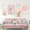 Cartoon Pink Cactus Clouds Nursery Decor Girls Style Canvas Painting Posters and Prints Wall Art Pictures for Bedroom Home Decor