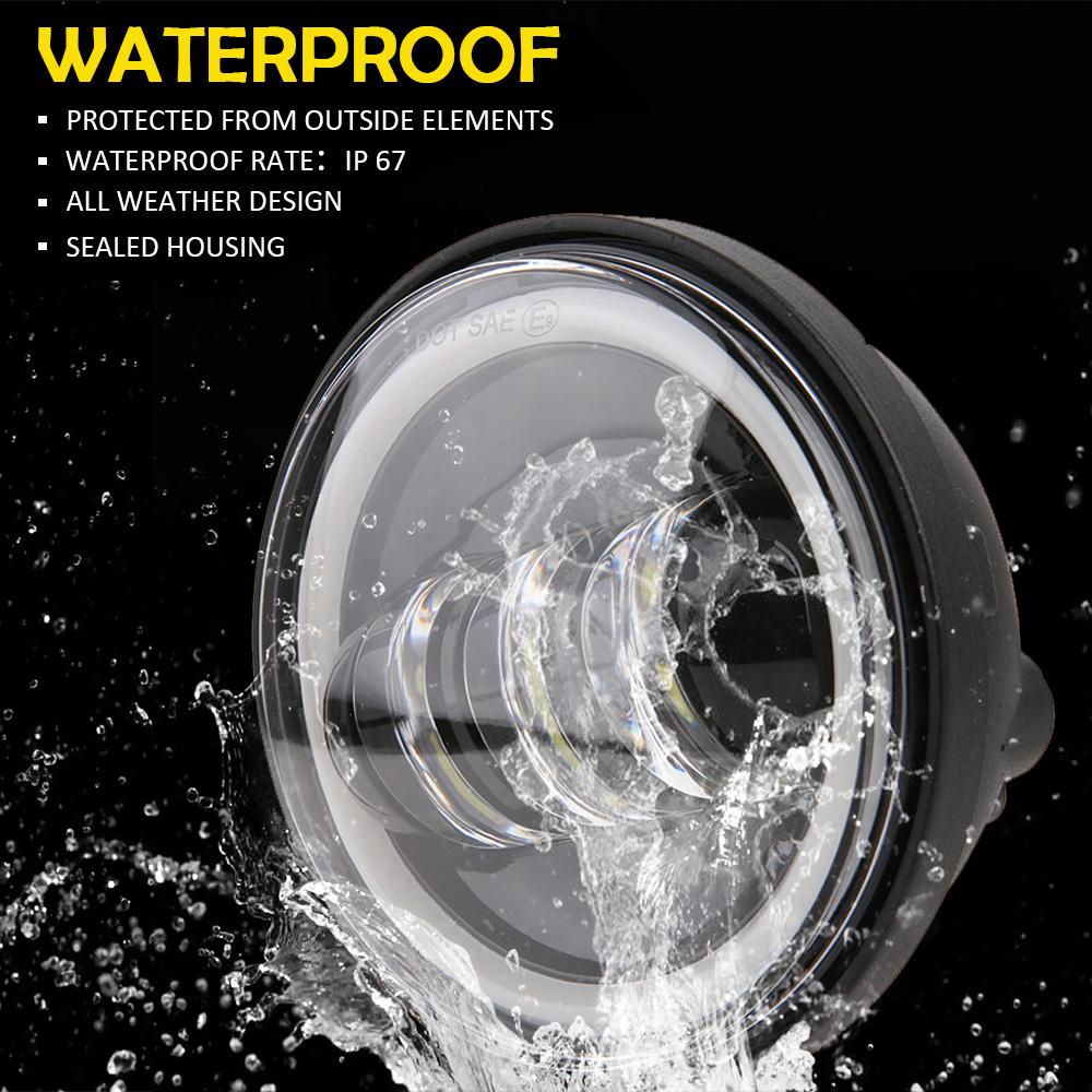 Motorcycle 2pcs 4.5 Inch Led Fog Light DRL Led Fog Halo Ring 30W Round Waterproof 4 1/2 Auxiliary Passing Lamp