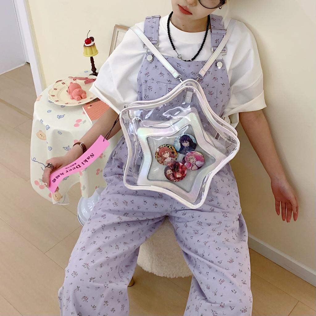 Звезда пентаграмма прозрачная сумка женская на плечо через плечо кроссбоди большая вместимость рюкзак