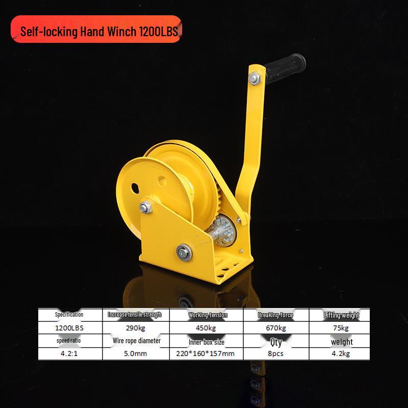 Двунаправленная самоблокирующаяся ручная лебедка 1200 фунтов для бытового подъема и тяги
