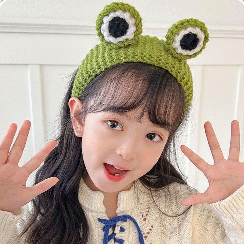 Мультяшные большие глаза лягушки, плюшевые обручи для волос с бантом для женщин, сладкий макияж, повязка для волос, повязка на голову, аксессуары для волос для девочек, корейские головные уборы