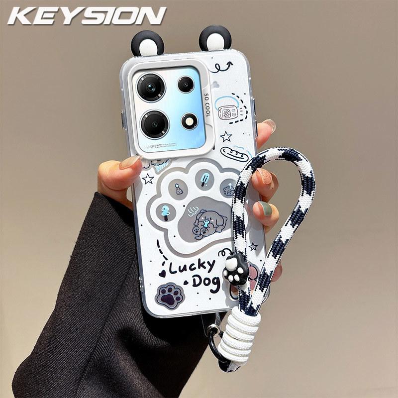 KEYSION Милый мультяшный чехол с ушками для Infinix Note 30 4G со шнурком, мягкий силиконовый + ПК противоударный чехол для телефона для Infinix Note 30 5G