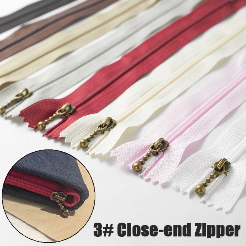 10Pcs Replacement Round Bead Modeling Zipper Handmade Zip Fastener Handbag 3# Close-end Zip