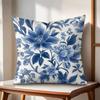 Blue And White Porcelain Cushion Cover Natural Linen Organic Fabric DoubleSided Printing Couch Pillow Covers Home Decor