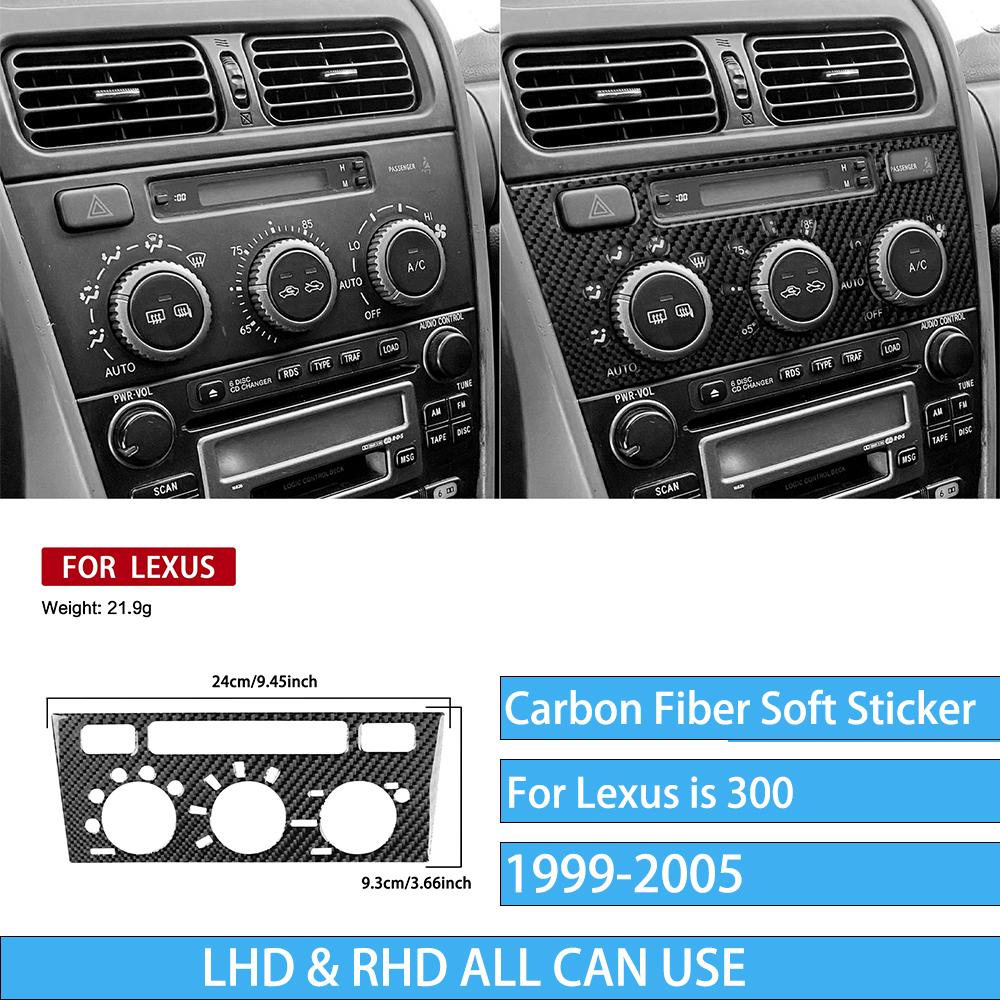 Real Carbon Fiber Car Accessories Climate Control Trim Cover Soft Sticker For Lexus is 300 1999 2000 2001 2002 2003 2004 2005