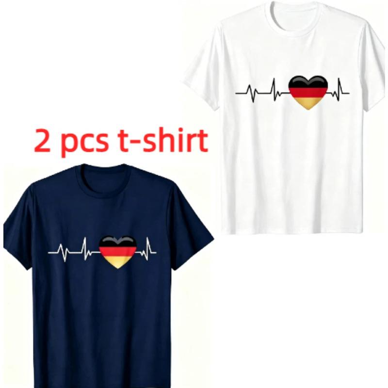 Fun I Love Germany Pattern Print Men's T-shirt Summer Men's and Women's Casual Fashion Tops Men's Short Sleeve T-shirt Oversize Clothing