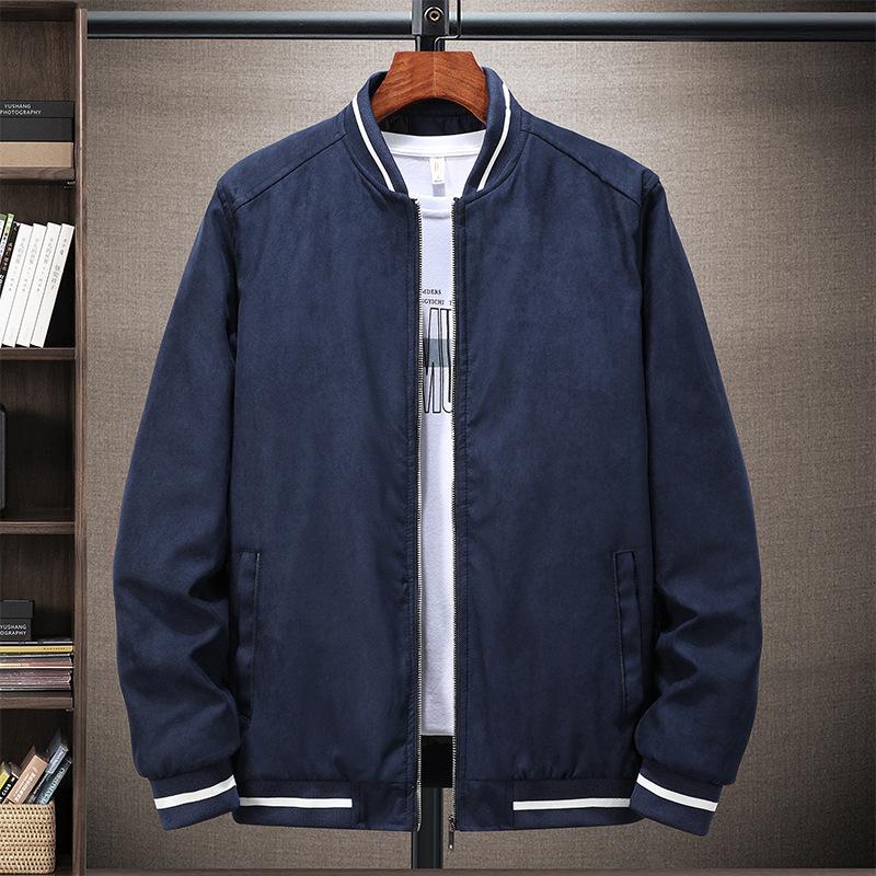 Spring and Autumn New Jacket Large Size Cotton Suede Baseball Uniform Casual Men's Jacket Jacket